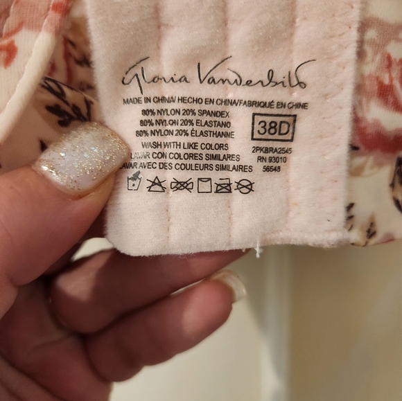 NWT Gloria Vanderbilt 2 pack floral bra set 38D - Picture 4 of 8